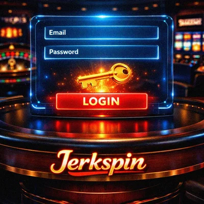 Futuristic casino login interface with a golden key